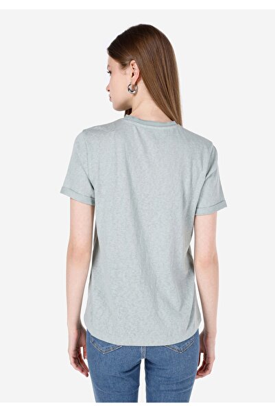 Colin's Γυναικείο κοντομάνικο μπλουζάκι Normal Cut Crew Neck Πράσινο