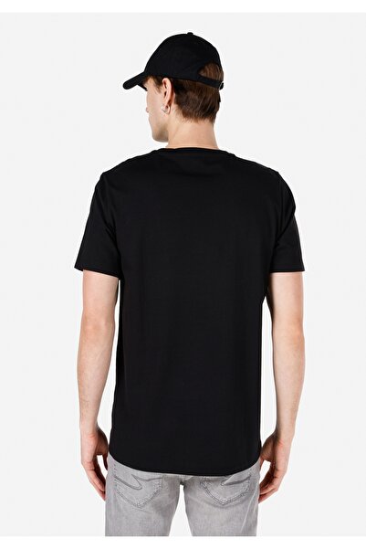 Colin's Regular Fit Crew Neck Printed Black Men's Short Sleeve T-Shirt Cl 1066631
