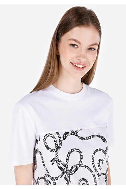 Colin's Tricou alb de damă cu mânecă scurtă