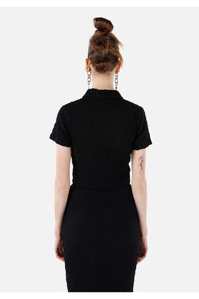 Colin's Slim Fit Shirt Neck Women's Black Short Sleeve T-Shirt