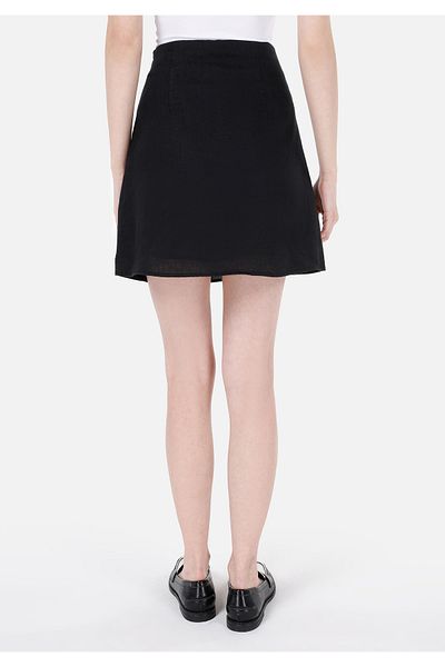Colin's Mini Skirt Plain Zipper Women's Black Lined Skirt