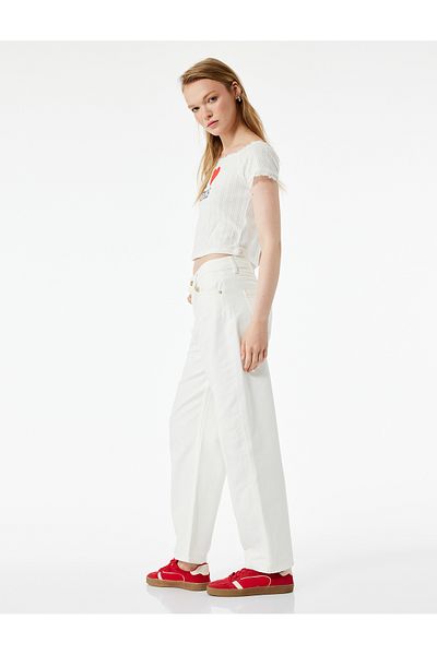 Koton Cotton Pocket Detailed Relaxed Cut Barrel Fit Jean Trousers