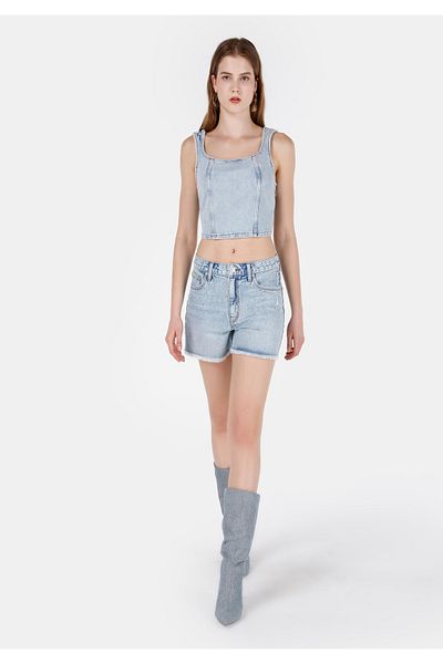 Colin's High Waist Relaxed Cut Blue Women's Jean Shorts