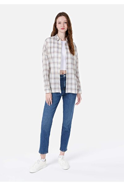 Colin's Relaxed Fit Shirt Neck Kadın Bej Uzun Kol Gömlek