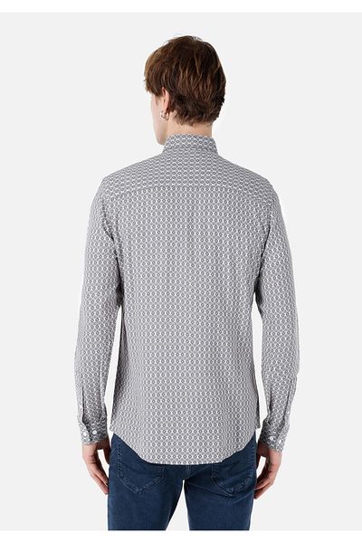Colin's Slim Fit Shirt Neck Printed Men's Gray Long Sleeve Shirt