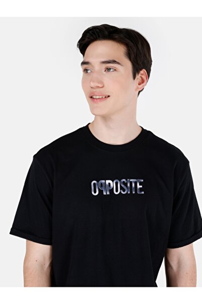 Colin's Regular Fit Bisiklet Yaka Baskılı Siyah Erkek Kısa Kol Tişört