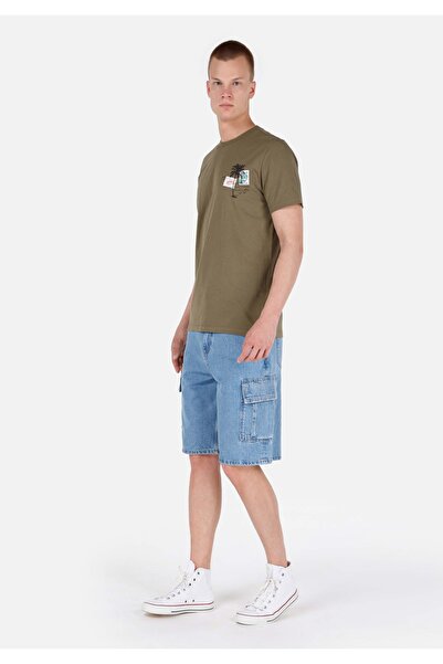 Colin's Cargo Fit Orta Bel Düz Erkek İndigo Jean Şort