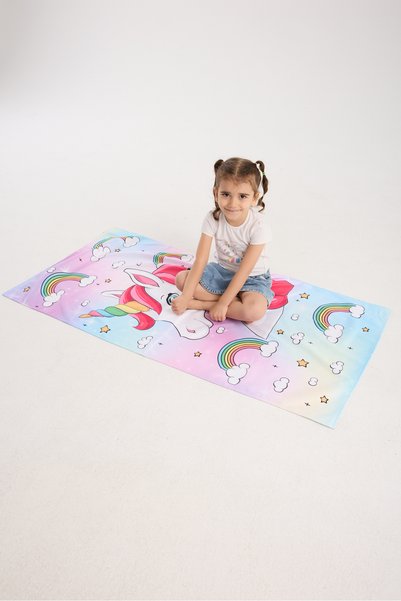 MoveBeach Unicorn Desenli Çocuk Plaj Havlusu, Banyo Havlusu