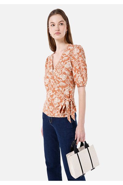 Colin's Slim Fit V-Neck Women's Brown Short Sleeve T-Shirt