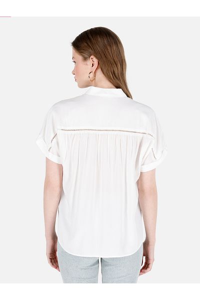 Colin's Regular Fit Shirt Neck Women's White Short Sleeve Shirt