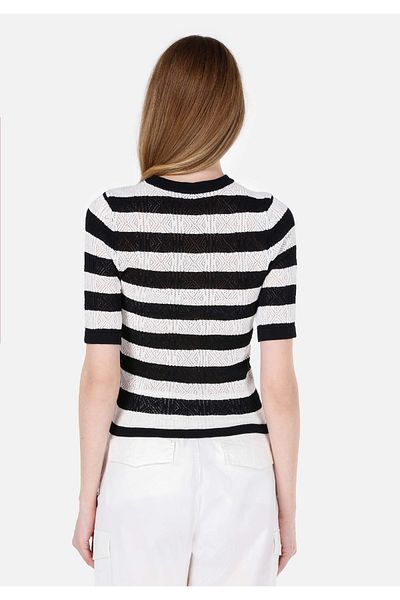 Colin's Black Slim Fit Crew Neck Women's Sweater - Short Sleeve