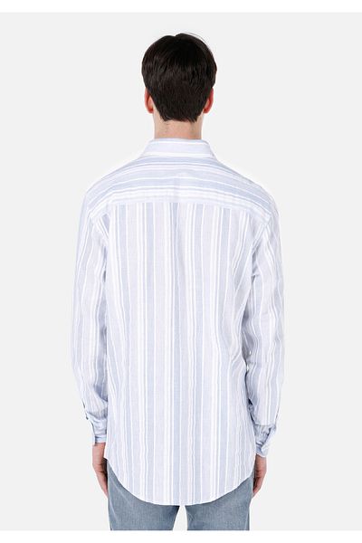 Colin's Regular Fit Shirt Neck Striped Men's Blue Long Sleeve Shirt