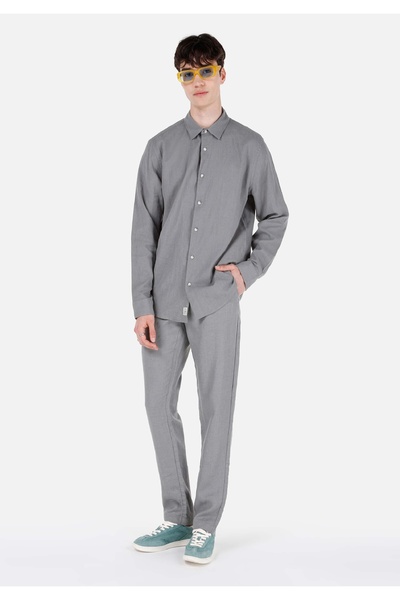 Colin's Comfort Fit Shirt Neck Düz Erkek Yeşil Cepsiz Uzun Kol Gömlek