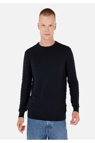 Colin's Regular Fit Round Neck Men's Navy Blue Sweater
