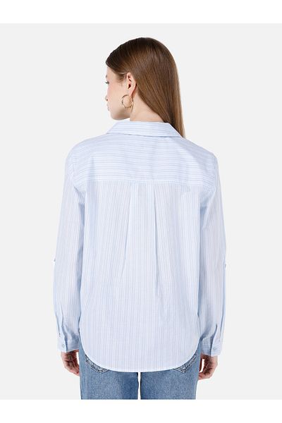 Colin's Blue Women's Blouse - Regular Fit, Shirt Collar, U.Sleeve