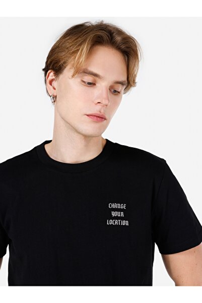 Colin's Мъжка тениска с къс ръкав и щампа, черна, с кръгло деколте - Cl1068187