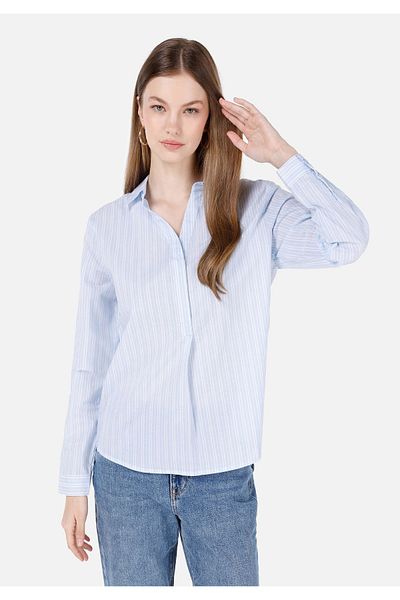 Colin's Blue Women's Blouse - Regular Fit, Shirt Collar, U.Sleeve