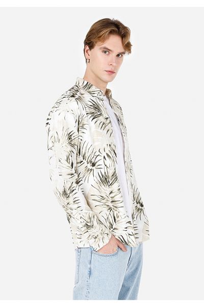 Colin's Regular Fit Shirt Neck Printed Men's Beige Long Sleeve Shirt