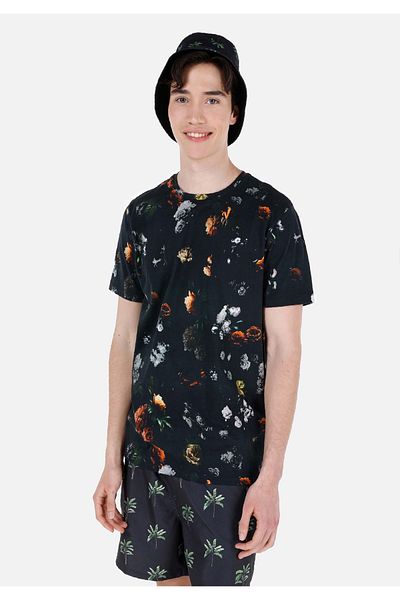 Colin's Regular Fit Crew Neck Printed Black Men's Short Sleeve T-Shirt