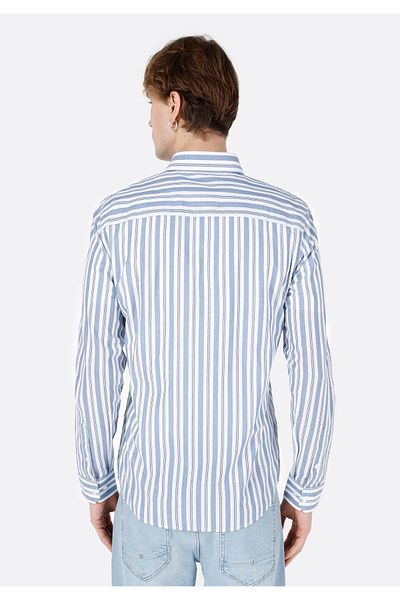 Colin's Slim Fit Shirt Neck Striped Men's Blue Long Sleeve Shirt