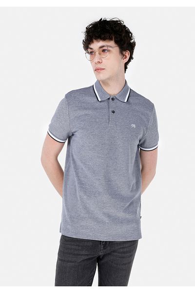 Colin's Regular Fit Polo Neck Cotton Plain Men's Navy Blue Short Sleeve T-Shirt
