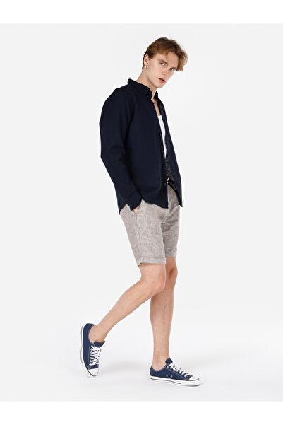 Colin's Сlim Fit Shirt Neck Прямий чоловічий темно-синій сорочка з довгими рукавами