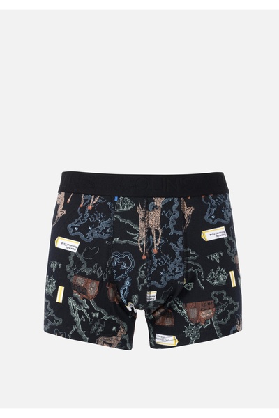 Colin's Modern Fit Baskılı Erkek Siyah Boxer