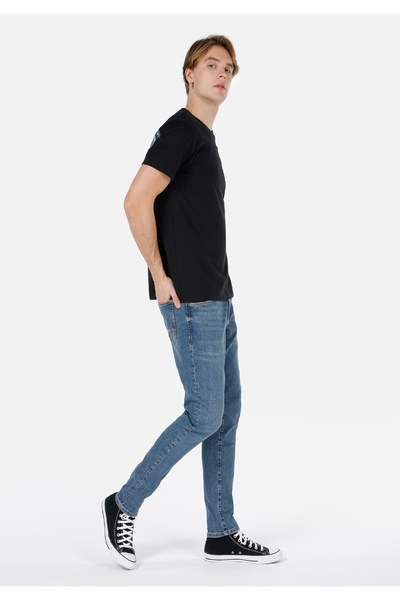 Colin's Чорна чоловіча футболка - велосипедний комір, з принтом, короткий рукав Cl1066765