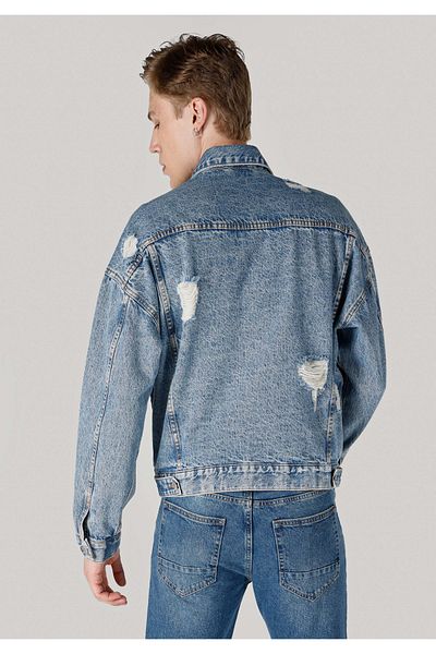 Colin's Men's Denim Jacket - Relaxed Cut and Ripped Detail Cl 1062450