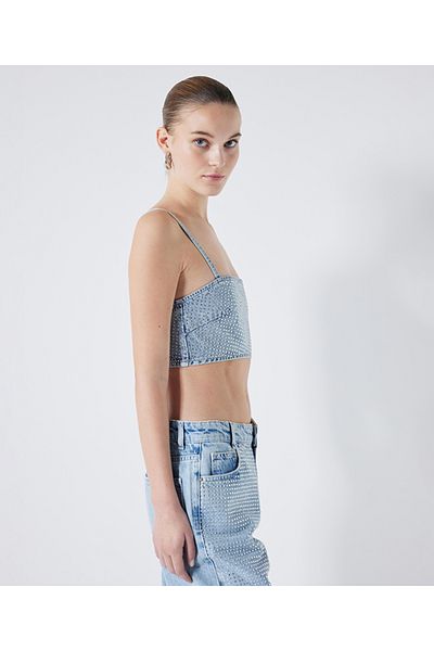 İpekyol Hotfix printed denim bustier