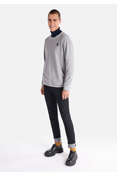 Colin's Regular Fit Yuvarlak Yaka Düz Erkek Gri Uzun Kol Tişört