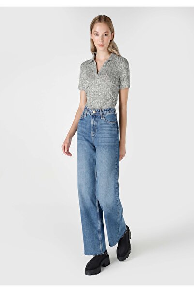 Colin's Pantaloni de damă Indigo Jean cu talie înaltă și picioare largi