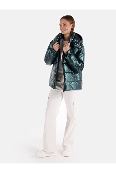 Colin's Regular Fit Kapüşonlu Fermuarlı Astarlı Kadın Yeşil Mont