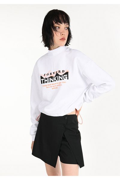 Colin's White Regular Fit Crop Women's Sweatshirt - Printed