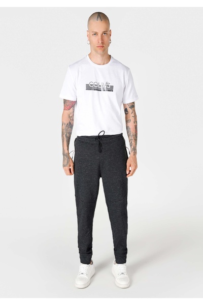 Colin's Ανδρικό ανθρακί ίσιο παντελόνι Slim Fit στη μέση