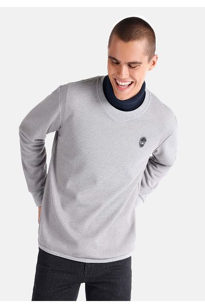 Colin's Regular Fit Crew Neck Printed Gray Men's Long Sleeve T-Shirt