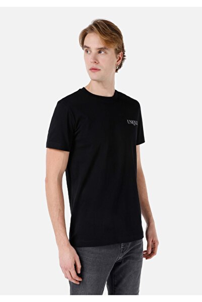 Colin's Нормальний крій, велосипедна горловина, чорний чоловічий футболка з короткими рукавами Cl1068141