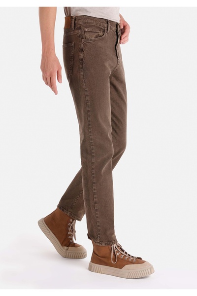 Colin's Ανδρικό καφέ παντελόνι Straight Fit Mid Waist Elastic