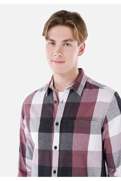 Colin's Normal Kesim Shirt Yaka Pembe Erkek Uzun Kol Gömlek Cl1064635