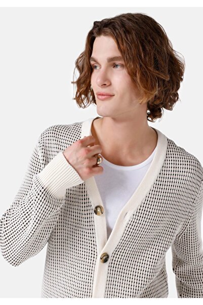 Colin's Regular Fit Erkek Beyaz Hırka