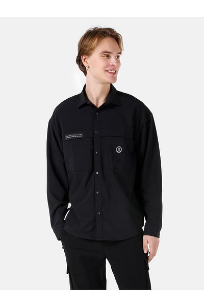 Colin's Comfort Fit Shirt Neck Plain Men's Black Long Sleeve Shirt