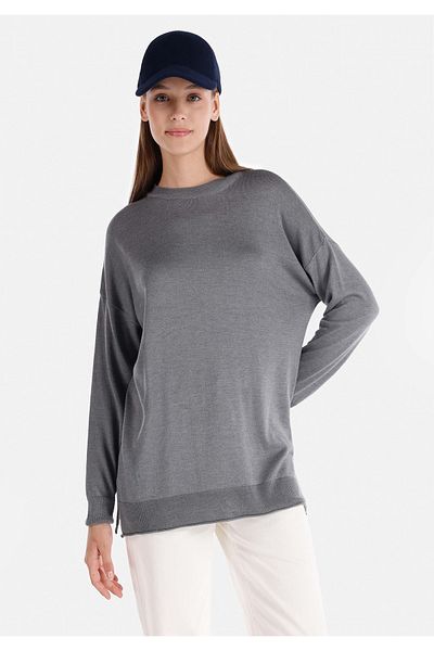 Colin's Crew Neck Gray Regular Fit Women's Sweater
