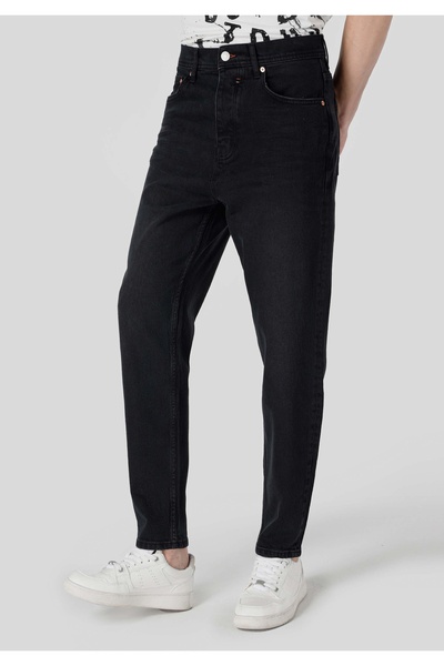 Colin's Loose Tapered Fit Süper Yüksek Bel Daralan Paça Erkek Gri Jean Pantolon