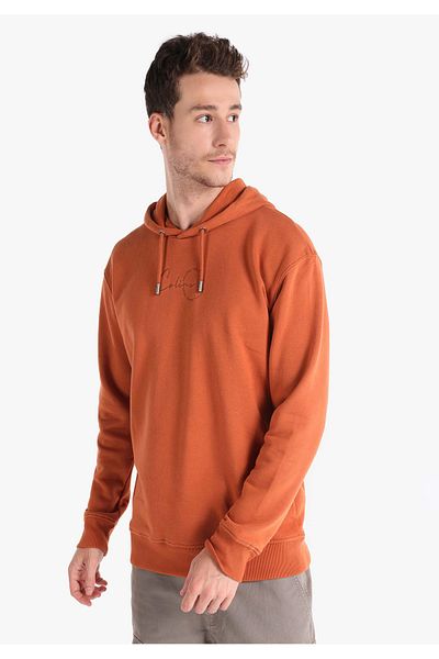 Colin's Orange Hooded Regular Fit Men's Sweatshirt