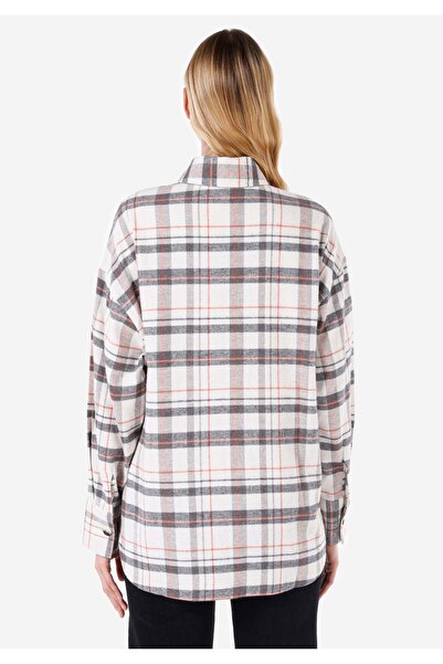 Colin's Regular Fit Shirt Neck Plaid Women's White Long Sleeve Shirt