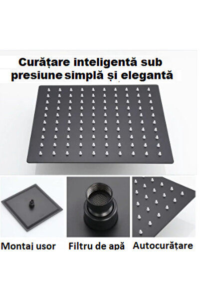 OEM Built-in Shower System, Rainfall Shower Head, Full Metal, Black Finish