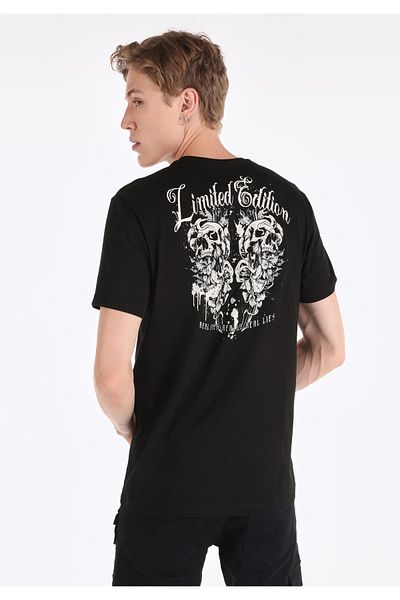 Colin's Black Regular Fit Crew Neck Men's Short Sleeve T-Shirt - Printed