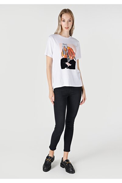 Colin's Regular Fit Round Neck Women's White Short Sleeve T-Shirt