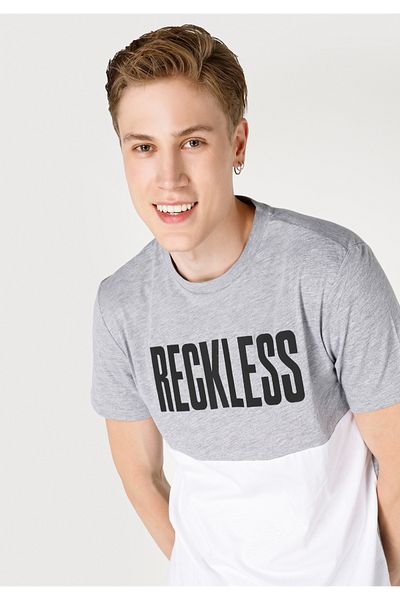 Colin's Regular Fit Crew Neck Printed Gray Men's Short Sleeve T-Shirt