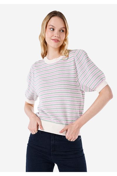 Colin's Regular Fit Round Neck Women's Multicolor Short Sleeve Sweater